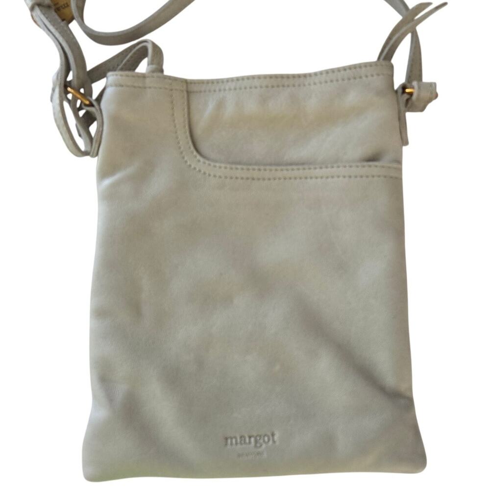 Margot New York Fringe Detail Boho Soft Leather Crossbody Sage Green 8" x 10.5"